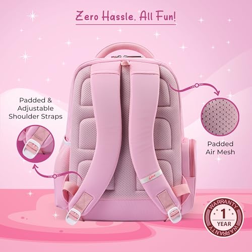 Image of Gear Starry Unicorn 16 inch /25L Medium Water Resistant School Bag | Casual Backpack | Daypack | Travel Backpack | Kids Bag for Boys /Girls (Pink - Blue)
