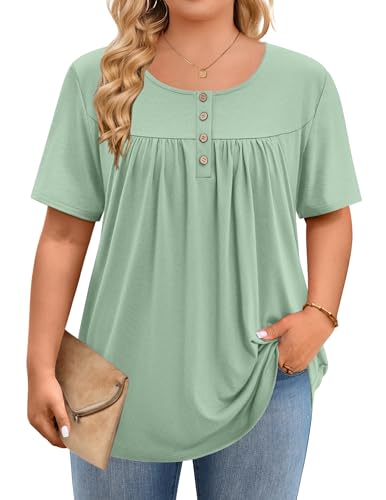 Image of IN'VOLAND Plus Size Tops for Women Short Sleeve Shirts Dressy Casual Tunics