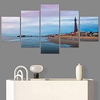 SIGNWIN 5 Panel Canvas Wall Art Modern Art Cityscape Contemporary Expressive Multicolor Photography Places for Home Decorations Ready to Hang - 60