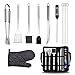OhhGo 11 szt. zestaw narzędzi do grilla ze stali nierdzewnej z torbą do przechowywania na kemping na podwórku grilla