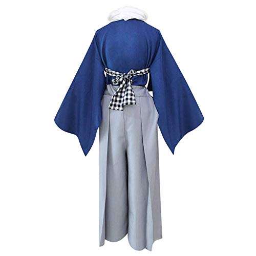 Men's Kendo Hakama Aikido Japanese Samurai Costume Judo Martial Arts Uniform Kendogi Kimono Cosplay Set Suit (XXL, 11-Blue Top)