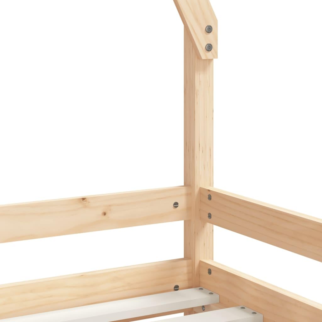 Łóżko dziecięce 80 x 200 cm z litego drewna sosnowego z konstrukcją łóżka, niskie wejście, stabilne listwy, odpowiednie dla dzieci od 4 lat, łącznie z miejscem do przechowywania, bezpieczne