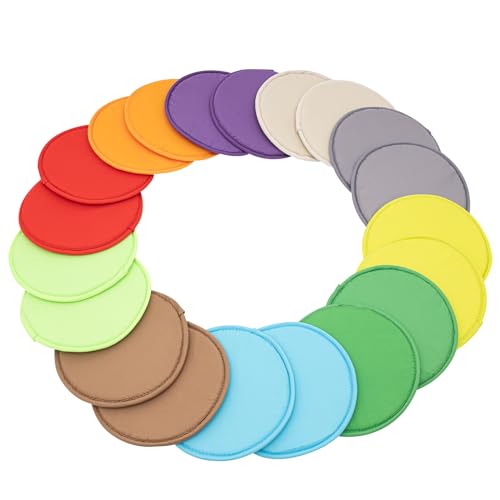 Fermoirper Lot de 20 Coussins de Sol Ronds 30cm – Galettes Siège Empilables en Polyester & Éponge 18mm, 10 Couleurs, Tissu Respirant sans Odeur, Chambre...