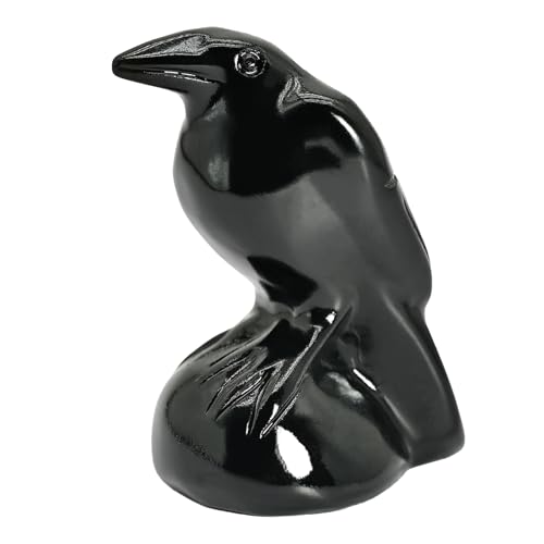 Estatua de Cuervo de Cristal de Obsidiana 2 pulgadas