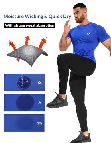 Men’s Compression Shirts Quick Dry, Top Baselayer Short Sleeve Athletic Undershirt, Workout Gym Slimming Undershirt A-Blue — view 6