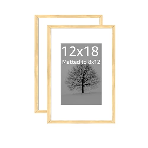 Image of Art Street Synthetic Document Large Size Wall Photo Frame, Set of 2 Big Frames For Wall Artwork, Certificates, Picture & Photographs Home Decor (12x18 Inch, Matted To: 8x12 Inch, Beige)