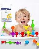 BUNMO Suction Bath Toys 24pcs | Connect, Build, Create | No Mold Bath Toy | Hours of Fun & Creativit