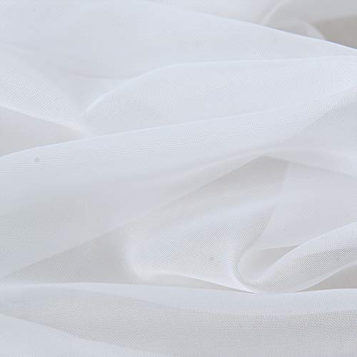 Jaijy Sheer Solid Country Curtain Drapes Window Treatment Valances Beaded Ascot Rod Pocket Curtains For Small Window Garden Living Room Home Bedroom Kitchen Cafe Farmhouse, 2 Panels, White #TOP5