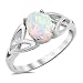 Solitaire White Simulated Opal Celtic Knot Ring .925 Sterling Silver Band Size 9 (RNG15337-9)