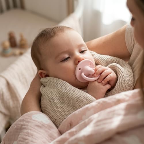 Image of Lee Lee and Me Newborn Pacifier - Blush - 100% Medical Grade Silicone Paci - Breast-Like Nipple for Natural Latch - BPA-Free - Size 0-18 Months