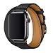 Produktbild XCool Kompatibel für Apple Watch Armband 42mm 44mm, Leder Schwarz Double Tour Armbänder für iwatch SE Series 6 Series 5 Series 4 Series 3