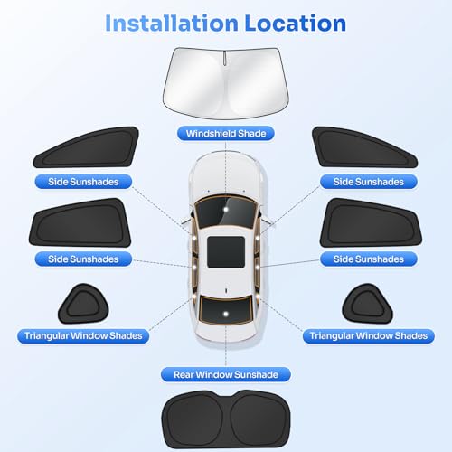 Image of Canvcle Window Shades for 2018-2023 Subaru Crosstrek Accessories Windshield Sun Shade Side Rear Window Covers Sunshade Sun Visor Shield Privacy Protection for Camping Keep Vehicle Cool Black 8PCS