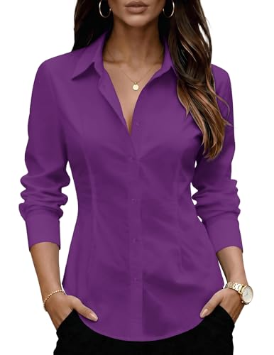 Image of Zeagoo Women's Wrinkle Free Button Down Shirts Long Sleeve Dress Shirts Collared Business Casual Blouses Tops XS-3XL