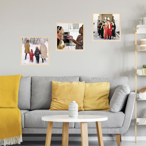 Image of JCJMY 10x10 Picture Frame Natural for Wall Hanging, Wall Mounting Horizontally or Vertically, 10 x 10 Square Wall Gallery Poster Photo Frame with Shatter Resistant Plexiglass, Natural