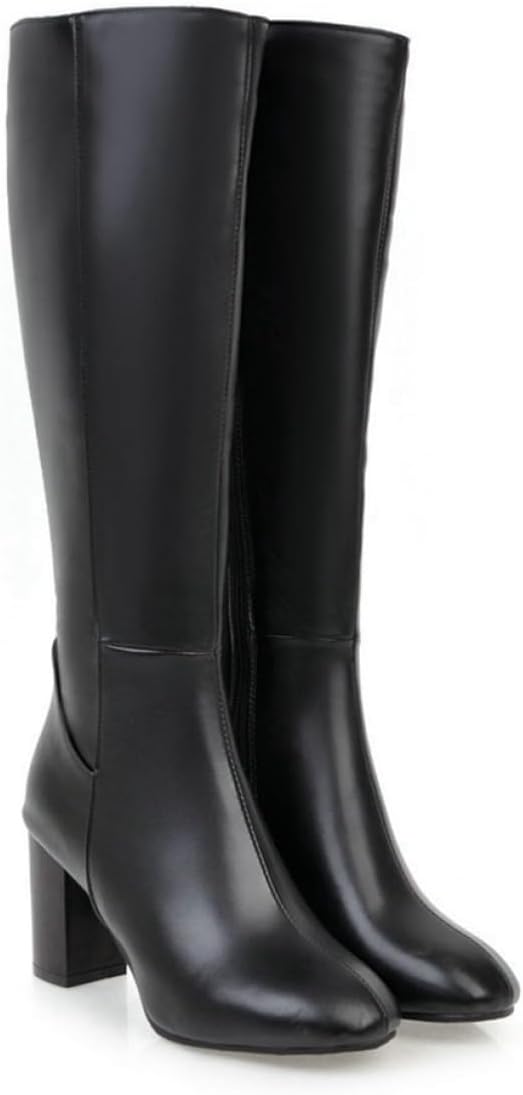 [GHSDQ] ロングブーツ ブーツ スクエア 大きい 筒周り 幅広 甲高 レディース 履き口 ゆったり ブーツ 疲れない 太めヒール ロング ブーツ 歩きやすい ハイヒール 靴 大きいサイズ ジョッキーブーツ シンプル デザイン おしゃれ 可愛い