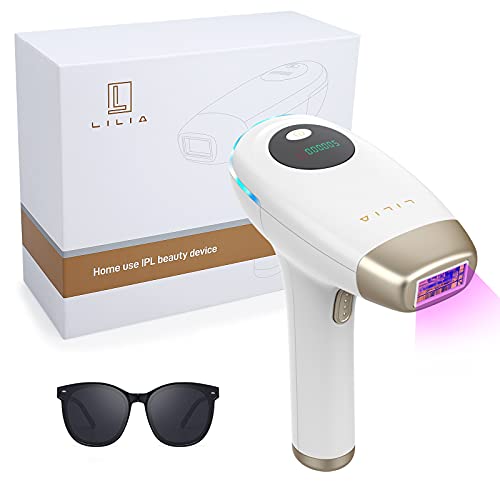家用激光脱毛器 男女均适用 100% 安全 500,000 次闪光永久无痛 IPL 脱毛设备,带自动和手动模式,适用于腋下、腿部、手臂(粉色)