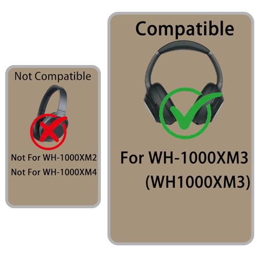 Earpads+Headband Covers for Sony Wh-1000XM3 Replacement Kit,Protein Leather Ear Pads Cushions and Silicone Zipper Headband for WH-1000XM3 Accessories(Black) by Eccterwii - Used condition - Image 2