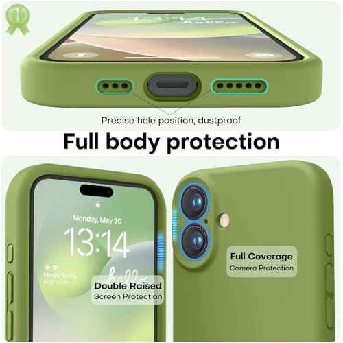 Image of LOVE 3000 Designed for iPhone 16 Case, Premium Silicone with [Soft Anti-Scratch Microfiber Lining] Shockproof Protective Phone Case for Men Women Girls 6.1 inch, Cedar Green