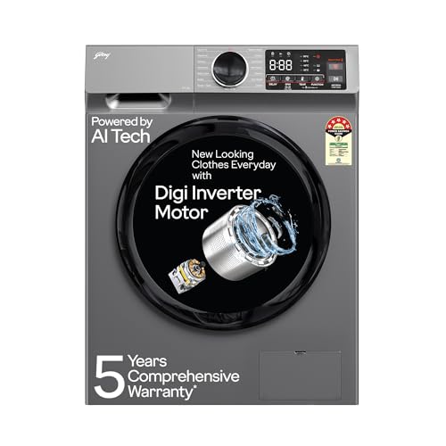 Godrej 9 Kg 5 Star, 4 Years Comprehensive Warranty, With AI Tech, Digi Inverter Fully-Automatic Front Load Washing Machine (2024 Model, WFEON CEL 9014 IEBT SLSR, Silver Stream, With Steam Wash)