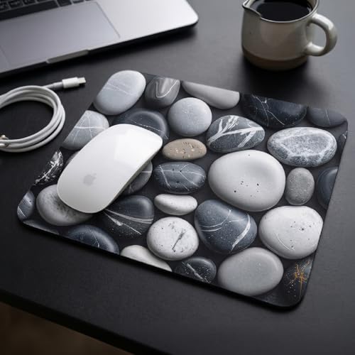 Image of Premium Non-Slip Mouse Pad | Smooth Surface for Optical & Laser Mouse | Durable Base Designs | Ideal for Office, Home & Gaming (Square Stone Pattern)