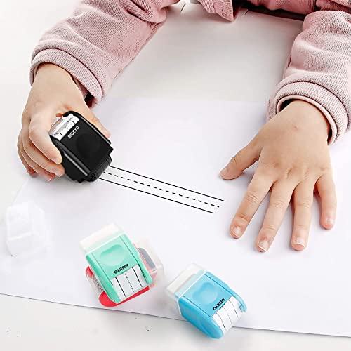 Image of Miseyo Dashed Handwriting Lines Practice Roller Stamp,Self-Inking Line Rolling Stamps for Kids Writing - Black