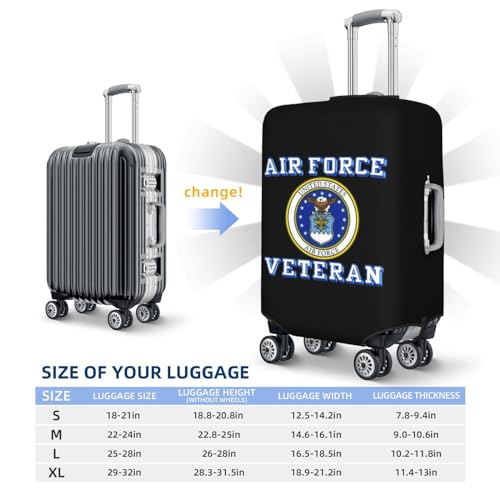 US Air Force Veteran With USAF Suitcase Cover Protector Fit 18-32 Inch Luggage X-Large, Black2