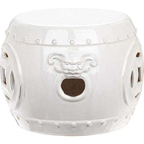 SAFAVIEH ACS4534A Mei Double Coin Ceramic Decorative Garden Stool, 0, Antique White - Thumbnail 3