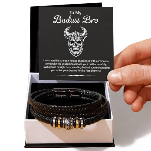 Image of To My Brother Bracelet, Bracelet for Brother from Sister, Gifts from Mom and Dad, Birthday Gift with Message Card and Box
