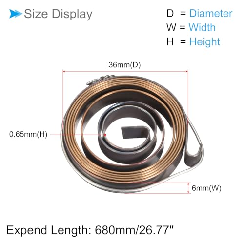 CoCud Mola de prensa de broca, 68 cm de comprimento 36 x 6 x 0,65 mm Montagem de mola de bobina de r