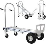 Heavy Duty 3-in-1 Aluminum Convertible Hand Truck – Folding Utility Dolly Cart – 770 lbs (350kg) Capacity – Swivel Rubber Wheels & Brakes – Collapsible Industrial Cart for Warehouse, Home,