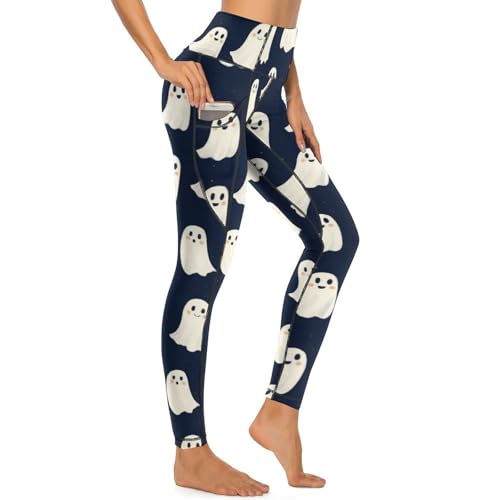Legging de yoga taille haute anti-transparence avec poches et imprimé fantôme