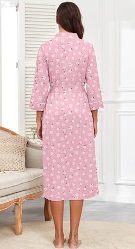 Image of PrinStory Womens Robe Long Knit Bathrobe Lightweight Soft Robes Ladies Bath Robe