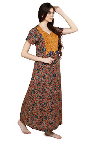 Image of Evolove Women's Cotton Long Maxi Night Gown Nighty Dress with Pocket, Super Soft Comfortable (LNG-Cotton-2)