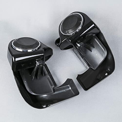 Xmt-Moto Lower Vented Leg Fairings W/Speaker Box Pods Fits For Harley Davidson Touring Flt, Flht, Flhtcu,Flhrc, Road King, Street Glide, Electra Glide, Ultra-Classic, Road Glide 1983-2013, Vivid Black #TOP3
