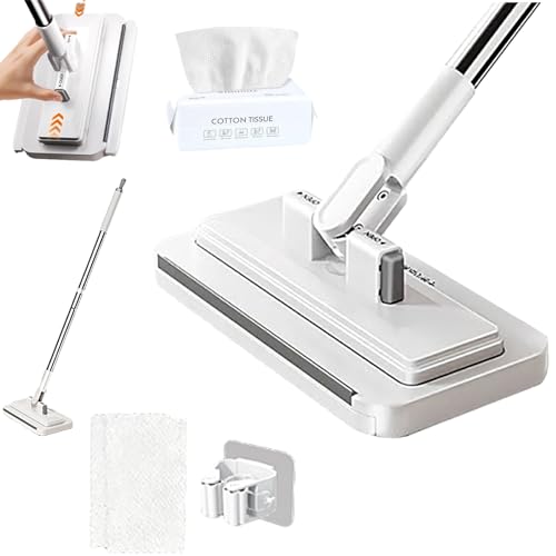 Gropething Mop Hands Free Multi Purpose Flat Mop Hands Free Flat Mops One Click Snap Grip Mini Mops Lightweight with 360 Swivel Head for Floors Under Furniture Kitchens & Bathrooms (1set)