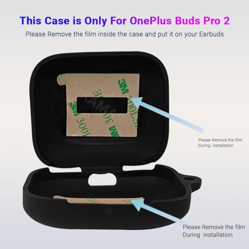 Image of LIRAMARK Silicone Cover Case with Carbiner Compatible with OnePlus Buds Pro 2 (2023) / Oneplus Buds Pro 2R (Black)