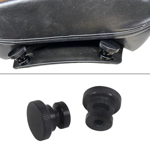 Image of Black Aluminum Seat Mounting Nuts Quick Release Seat Bolts Compatible with Harley Davidson Touring & Softail Rust-Resistant (2-Pack)