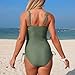 Women's One Piece Swimsuits Tummy Control V Neck Bathing Suits Drawstring Slimming Swimwear 2026 Fashion Army Green
