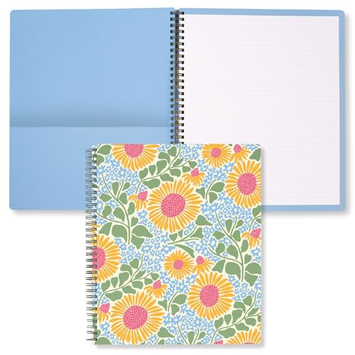 Carnet à spirales ligné tournesol de 160 pages avec couverture rigide pour prise de notes
