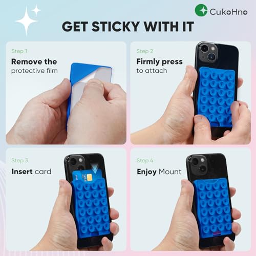 CukoHno Classic - Suction Phone Card Holder Adhesive Mount,Up to 3 Cards,Hands-Free,Strong Grip Holder for Selfies and Videos,2.28″x 3.5″,Chalk Pink by CukoHno - Used condition - Image 3