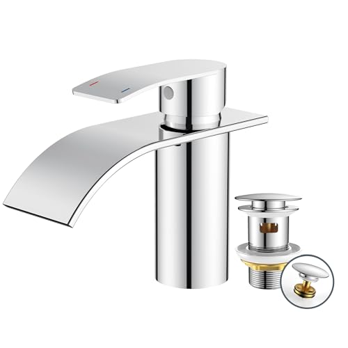 Robinet de lavabo cascade Forious en acier inox avec bonde de vidage - 2