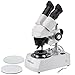 AmScope SE305-P-DK Binocular Stereo Microscope, WF10x Eyepieces, 10X and 30X Magnification, 1X and 3X Objectives, Upper and Lower Halogen Lighting, Reversible Black/White Stage Plate, Arm Stand, 120V, Includes Darkfield Condenser