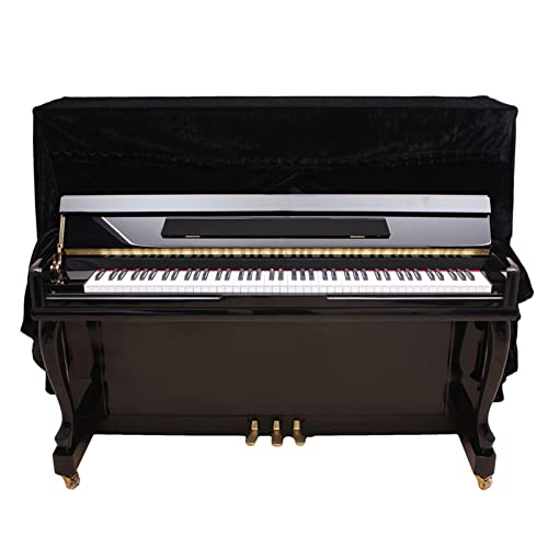 Full Piano Cover, Lightweight & Portable, Classic Design, Complete Protection, Breathable Material, Doesnt Show Dirt, Curtain-Like Style, Made of Pleuche Material (Black)