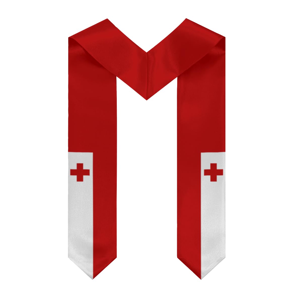 Tonga Tongans Flag V-Neck Graduation Shawl Sash, Double sided Graduation Scarf Stole Graduation Shawl for International Students