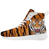 Womens Mens Tiger Print Shoes High Top Shoes High Top Sneakers Gifts for Mom Dad Girlfriend Size 12 Men,14 Women White