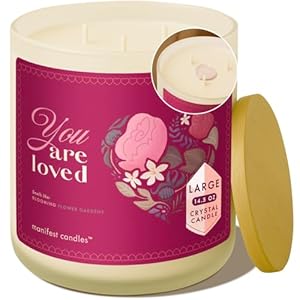 Large 14.5oz 3 Wick Birthday Gifts for Women, Crystal Candles for Women, Best Friend Sister Birthday Gift Ideas, Bestie Friendship Gift Unique – 60 Hour Burn, Smells like Blooming Flower Gardens