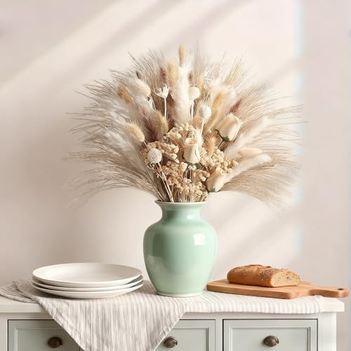 Ramo de flores secas naturales crema con hierba pampas y decoración boho miniatura 3