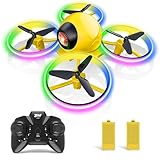 Dwi Dowellin Mini Drone，Long Flight Time Small Flying Toys Drones of for Kids with LED Blinking Light One Key Take Off Spin Flips RC Quadcopter Toys Drones for Beginners Boys and Girls, Yellow