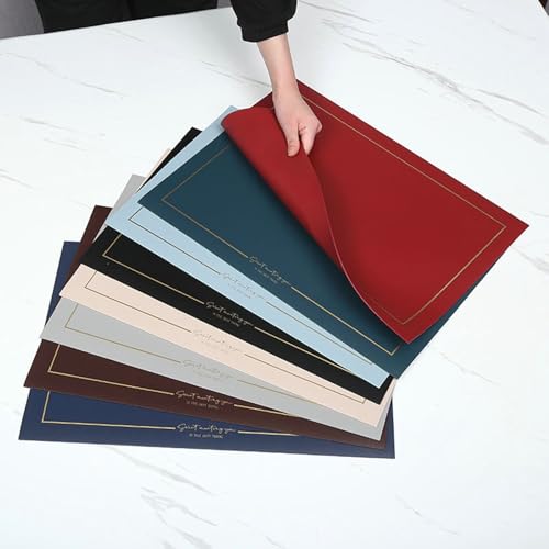 Set de table de Noël rectangulaire AMDXD en cuir synthétique bordeaux 45x30cm - 4