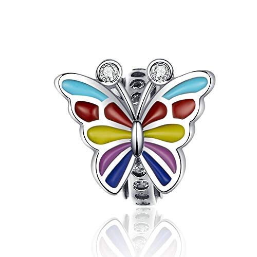 Bijoux Blu - Abalorio de Plata de Ley 925 con diseño de Mariposa, para Mujer, 3 mm